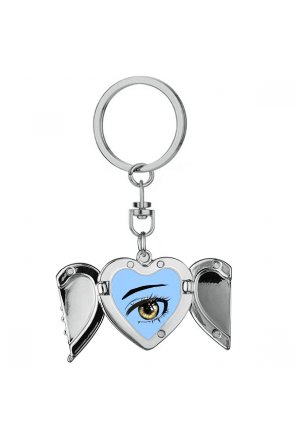 pupil doldness eyes heart angel wing key chain holder