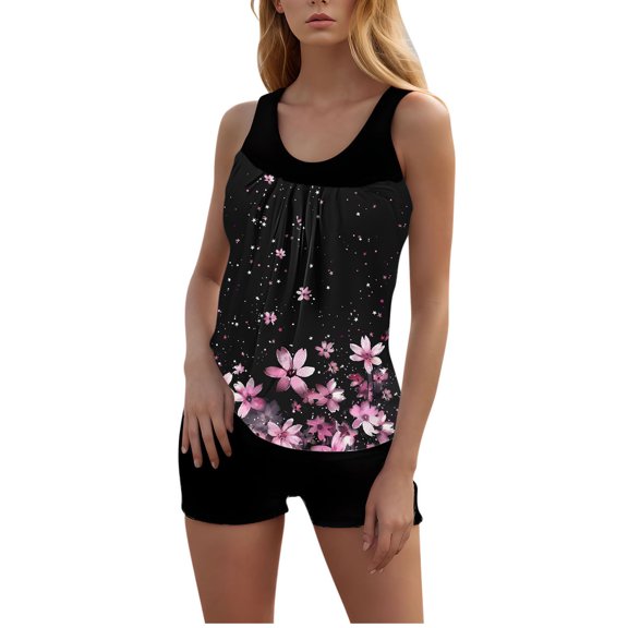 purcolr Tankini Swimsuits for Women Two Piece Tummy Control Modest Bathing Suits Swimwear Flowy Swim Tops with Boy Shorts