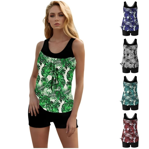 purcolr Tankini Swimsuits for Women Two Piece Tummy Control Modest Bathing Suits Swimwear Flowy Swim Tops with Boy Shorts