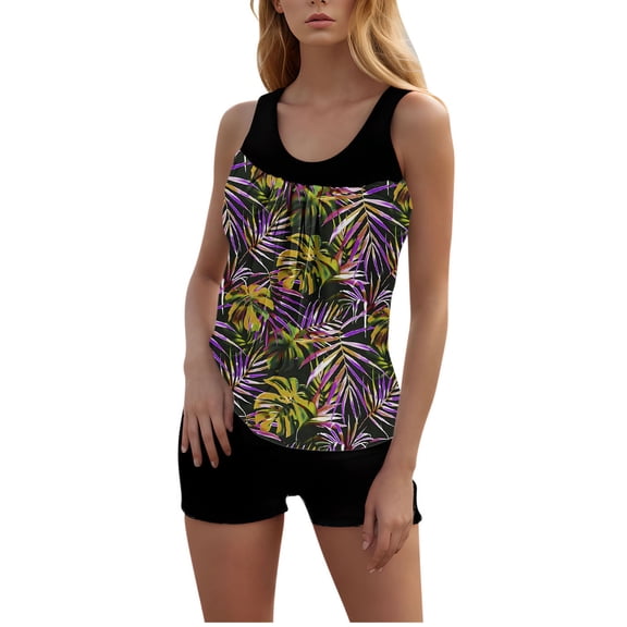 purcolr Tankini Swimsuits for Women Two Piece Tummy Control Modest Bathing Suits Swimwear Flowy Swim Tops with Boy Shorts