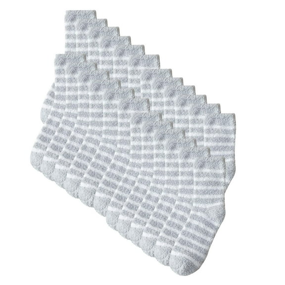 purcolt 12 Pairs Mens Fuzzy Socks Striped Soft Cozy Slipper Socks Winter Warm Plush Sleeping Socks Christmas Socks Set