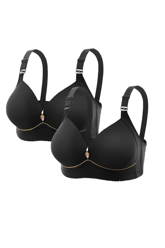 2 Pack Women's Big Busted No Underwire Bras Wireless Push Up Full Coverage Supportive Bralettes Comfortable Everyday Sleepwear Bras