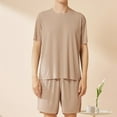 thumbnail image 1 of purcolt 2 Piece Mens Pajama Short Sets Short Sleeve Crewneck Lightweight Pajama Lounge Set Raglan Sleepwear, 1 of 3