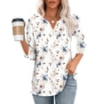 thumbnail image 1 of purcolt 3/4 Sleeve Tops for Women Dressy Casual V Neck Printed T Shirts Cute Tunic Tops Business Work Blouses, 1 of 6
