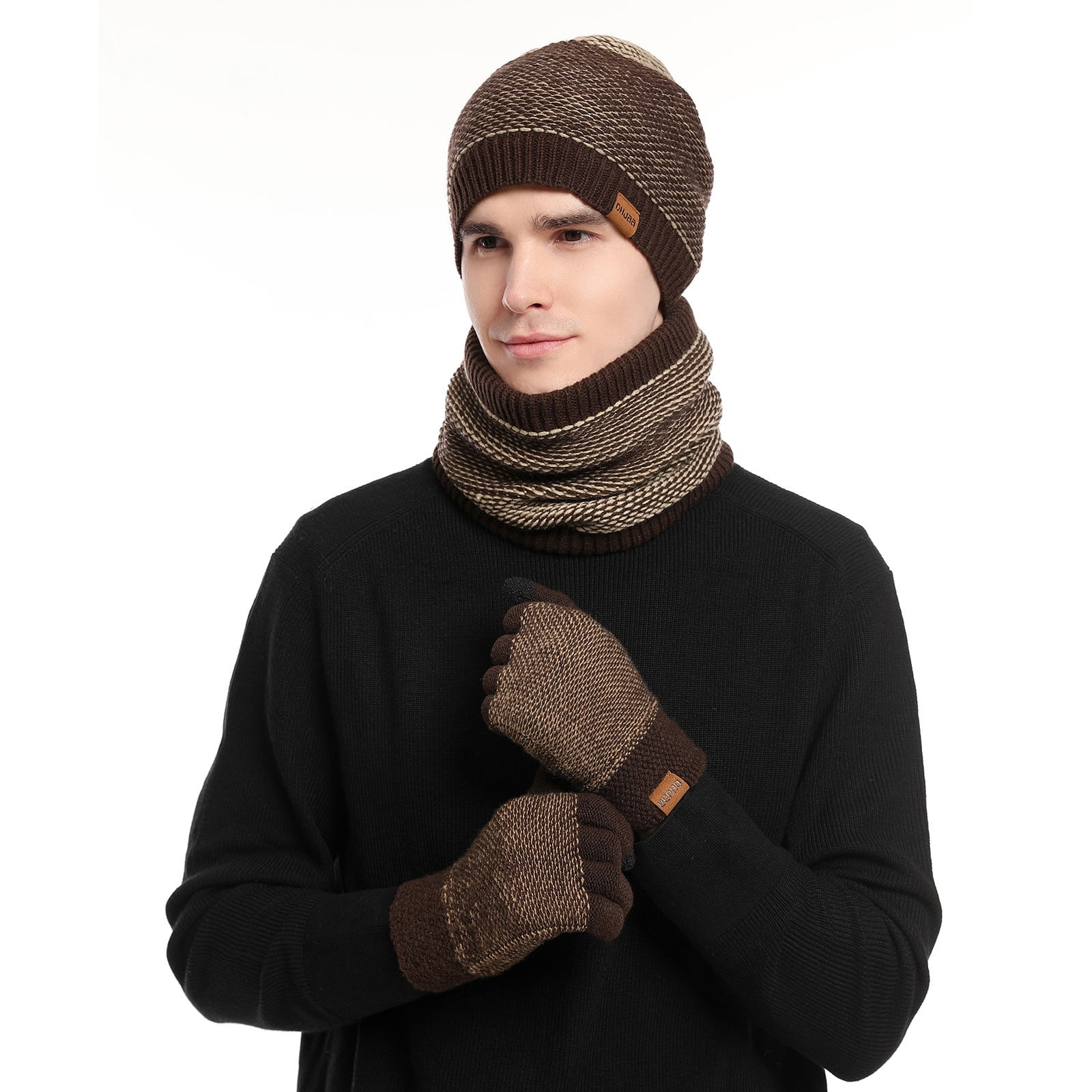 SATINIOR Winter Hat, Scarf, Gloves Set For Women - Fleece 