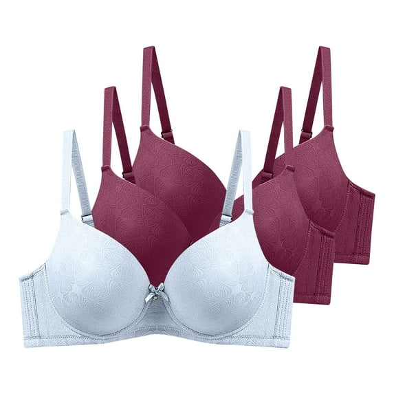 purcolt 3 Pack Underwire Bras for Women, Full-Coverage Wireless Push Up Bra Comfort Lightly Lined Bralettes for Everyday Wear