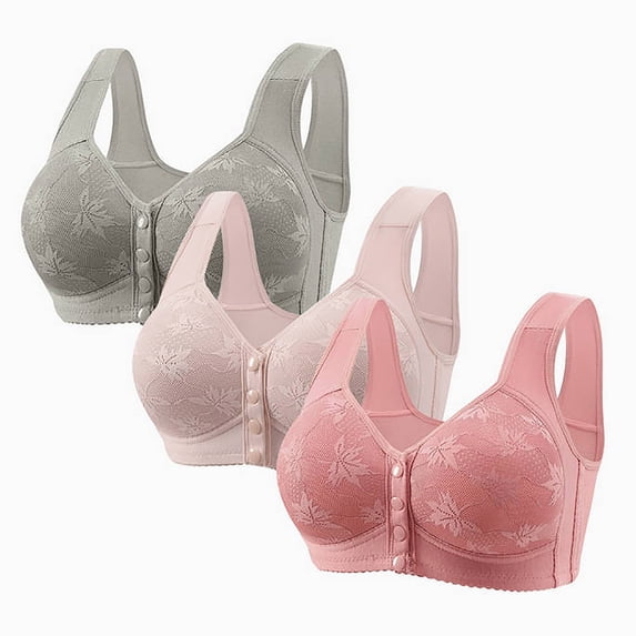 purcolt 3 Pack Women's Wireless Everyday Bras Front Closure Bras Comfortable Full Coverage Wire Free Bralettes Lightly Lined Bra with Soft Support