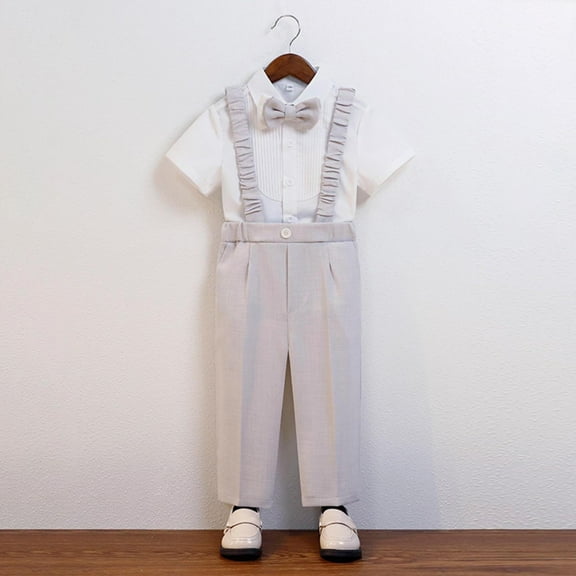 purcolt Baby Boy Clothes Suit Formal Dress Suspender Pants Gentleman Wedding Outfit Size 6 Month to 10 Years