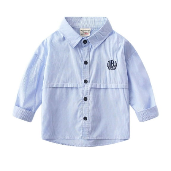 purcolt Baby Boys and Toddler Long Sleeve Dress Shirt Striped Formal Button Down Shirt School Uniform Casual Shirt