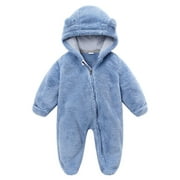 purcolt Baby Days savings! Baby Girls Boys Cute Bear Footie Bunting Snowsuit Toddler Hooded Plush Footed Jumpsuit Romper Winter Fall Warm Coat Outfits On Clearance