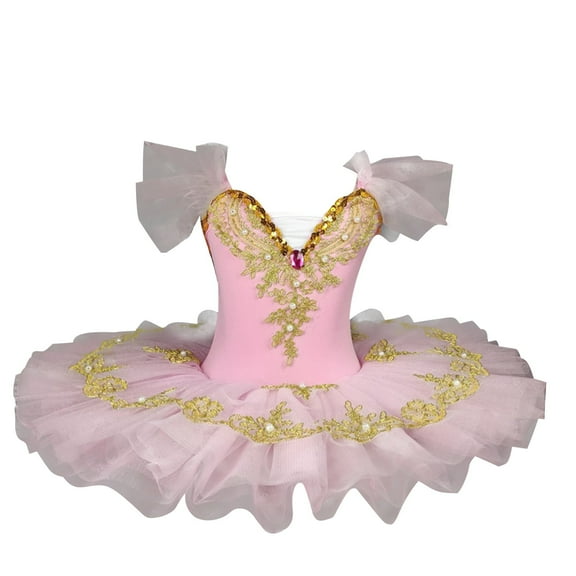 purcolt Ballet Leotards for Girls with Platter Ruffle Sleeve Skirted Dance Dress Ballerina Outfit Dancewear Stage Performance Costume