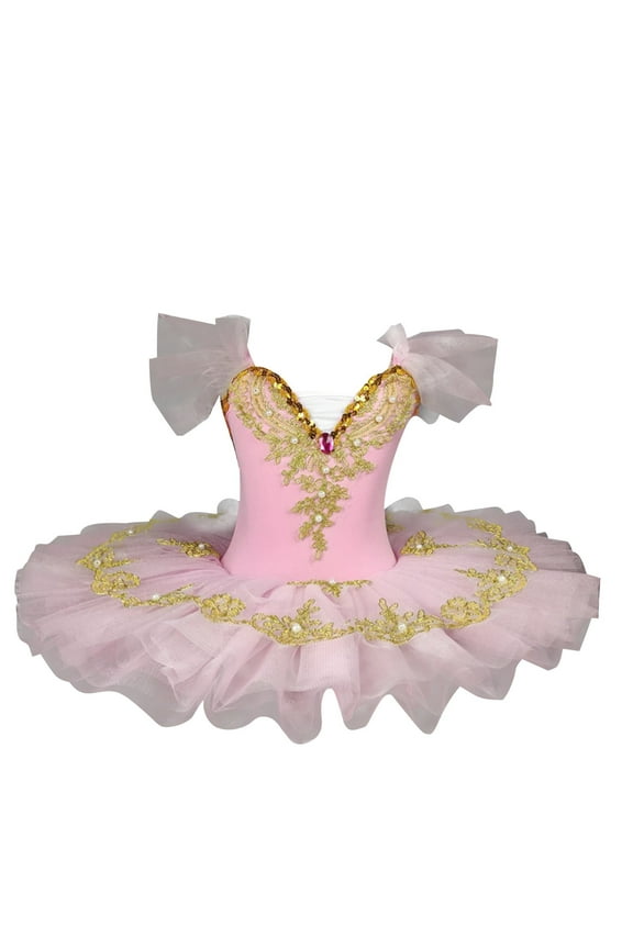 Ballet Leotards for Girls with Platter Ruffle Sleeve Skirted Dance Dress Ballerina Outfit Dancewear Stage Performance Costume