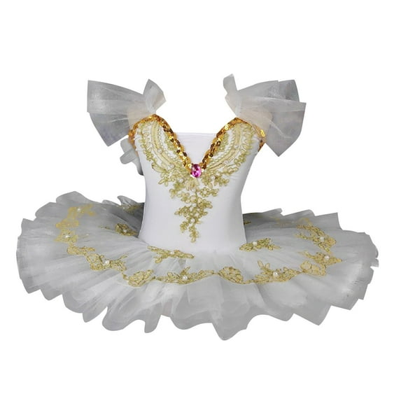 purcolt Ballet Leotards for Girls with Platter Ruffle Sleeve Skirted Dance Dress Ballerina Outfit Dancewear Stage Performance Costume