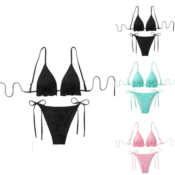 purcolt Bikini Sets for Women String Triangle Two Piece Swimsuit with Tie Side Bottom Bathing Suits