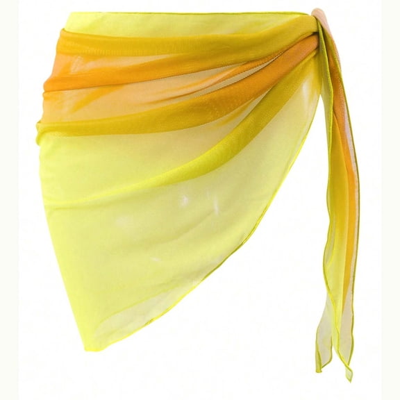 Purcolt Boho Beach Cover Ups for Women Sarong Bathing Suit Cover Up Ruched Sheer Bikini Chiffon Wraps Skirts for Swimwear