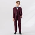 thumbnail image 1 of purcolt Boys' 5-Piece Slim Fit Formal Suit Set with Tuxedo Jacket, Vest, Pants, Dress Shirt, and Bow Tie Wedding Ring Bearer Outfit, 1 of 9