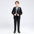 thumbnail image 1 of purcolt Boys' 6-Piece Slim Fit Formal Suit Set with Tuxedo Jacket, Vest, Pants, Dress Shirt, Necktie and Brooch Wedding Ring Bearer Outfit, 1 of 9