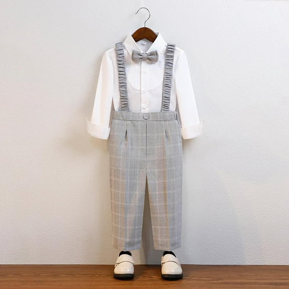 purcolt Boys Formal Suspenders Pants Infant Tuxedo Gentleman Wedding Outfit Dresswear Size 6 Month to 10 Years