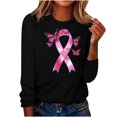 thumbnail image 1 of purcolt Breast Cancer Awareness Shirt Long Sleeve Shirt Pink Ribbon Print Graphic Shirts Breast Cancer Gifts for Woman, 1 of 4
