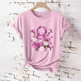 thumbnail image 1 of purcolt Breast Cancer Awareness Shirts for Women Crewneck Short Sleeves Pink Ribbons T-Shirt Breast Cancer Tee Tops, 1 of 3