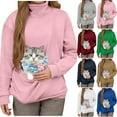 thumbnail image 1 of purcolt Cats Dogs Pouch Hoodie for Women, Pet Carrier Puppy Kitten Holder Sweatshirt Large Pocket Long Sleeve Turtleneck Pullover Shirt for Women, 1 of 7