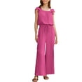 thumbnail image 1 of purcolt Cotton Linen Jumpsuits for Women Summer Dressy Casual Ruffled Cap Sleeve Loose Rompers Boho Vintage Wide Leg Baggy Overalls S-2XL, 1 of 8