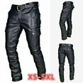 thumbnail image 1 of purcolt for Days!Mens Plus Size Faux Leather Pant Casual Multi-Pockets Motorcycle Cargo Pants Autumn Winter Retro Outdoor PU Leather Steampunk Biker Trousers, 1 of 7