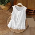 thumbnail image 1 of purcolt Embroidery Linen Shirts for Women Sleeveless Crew Neck Tank Tops Loose Casual Flowy Blouses, 1 of 6