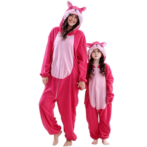 purcolt Family Matching Onesie Pajamas, Mom and Kids Flannel Animal Cosplay Suit One Piece Costume Sleepwear Homewear Christmas Party Holiday Pajamas(Mom, XL)