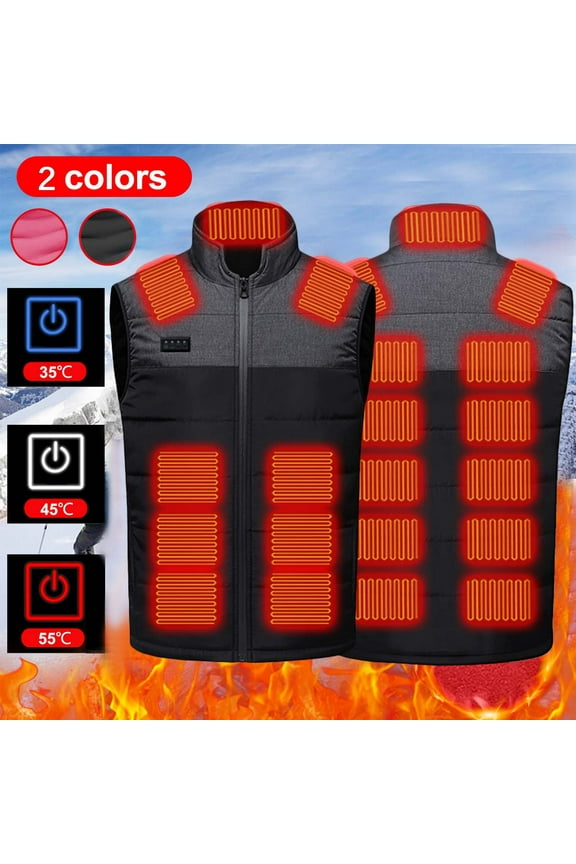 Fleece Heated Vest for Women Men, 21 Heating Zones, Lightweight Electric Heating Jacket for Hunting, Battery Pack Not Included
