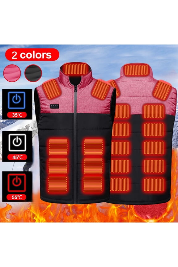 Fleece Heated Vest for Women Men, 21 Heating Zones, Lightweight Electric Heating Jacket for Hunting, Battery Pack Not Included