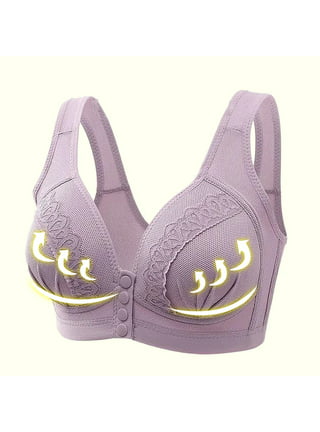 RYRJJ Clearance Daisy Bra Front Snaps Seniors Bra for Women Plus Size  Full-Coverage Wirefree Bralettes Comfortable Easy Close Sports  Bras(Purple,50) 