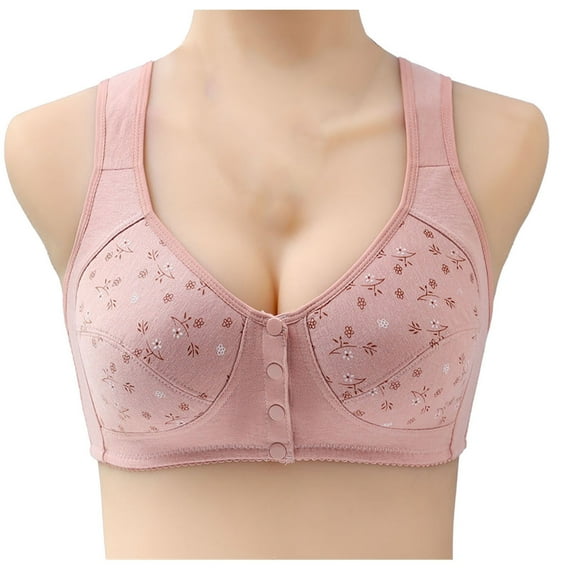 purcolt Front Closure Wire Free Bras for Women, Plus Size Push Up Bra Full-Coverage Shaping Brassiere Comfy Lightly Breathable Bralettes Fashion Print Vest Style Underwear for Everyday Wear