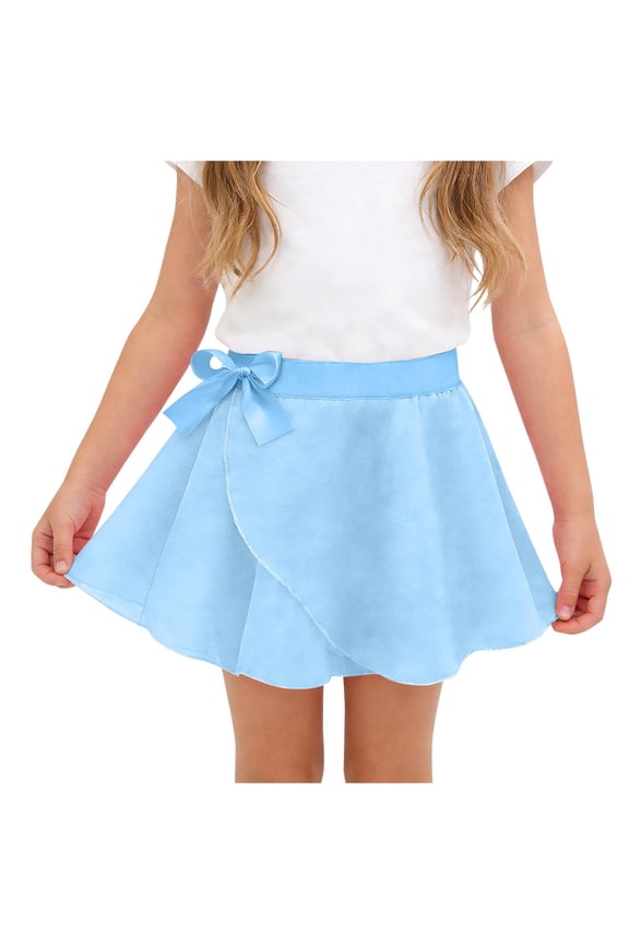 Girl's Ballet Skirt Elastic High Waist A-Line Chiffon Wrap Dance Skirt for 3-12 Years Kids