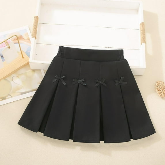 purcolt Girls A-Line Pleated Skirt with Shorts Athletic High Waist Skort Skirt with Bow for Girls 3-11 Years