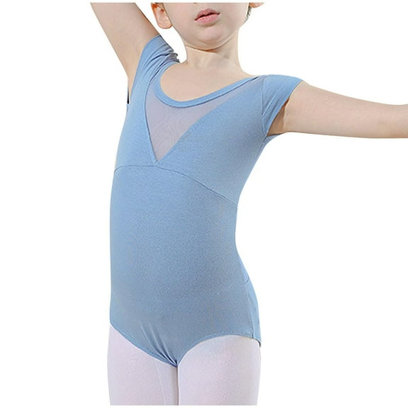 purcolt Girls Ballet Leotards Mesh Short Sleeve Yoga Bodysuit Dance Leotards Gymnastics Outfit for Toddler/Little Kids/Big Kids