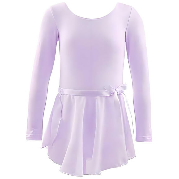 purcolt Girls Ballet Leotards Toddler Long Sleeve Crisscross Back Dance Dress Outfit with Removable Skirt