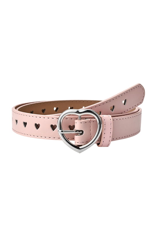 Girls Belt Cute Heart Shape with Metal Buckle Elastic Stretch Adjustable Waist Belt for Girls Jeans Dress