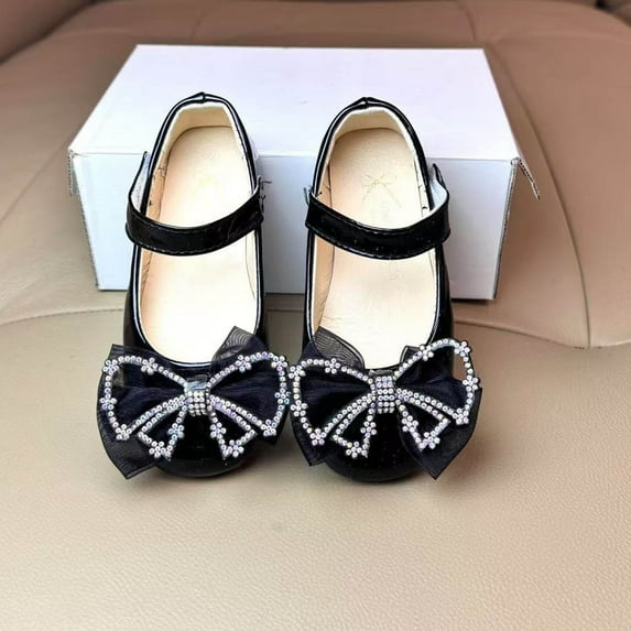 purcolt Girls Bow Dress Shoes Flower Girl Low Heels Mary Jane Flats Princess Shoes Stage Performance Shoes for Wedding/School/Dance/Festival