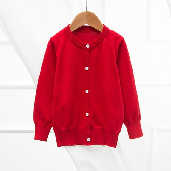 purcolt Girls Button Down Cardigan Kids Long Sleeve Crewneck Uniform Knit Sweater Fall Cute Outerwear Coat 2-10 Years