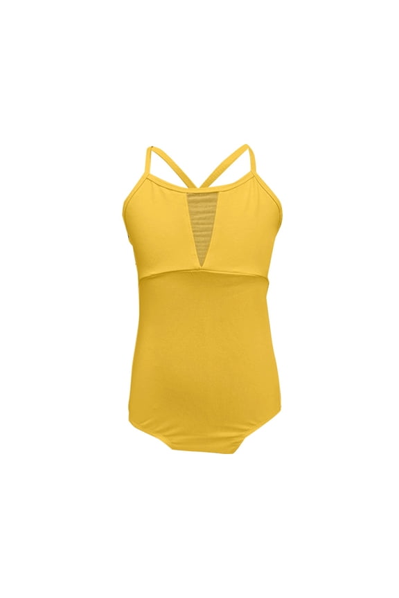 Girls Camisole Leotards for Ballet/Dance/Gymnastics Criss-Cross Back Mesh Toddler Ballet Outfit Dancewear for 3-16 Years