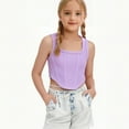 thumbnail image 1 of purcolt Girls Crop Tank Tops Square Neck Sleeveless Workout T Shirt 8-14 Years, 1 of 4