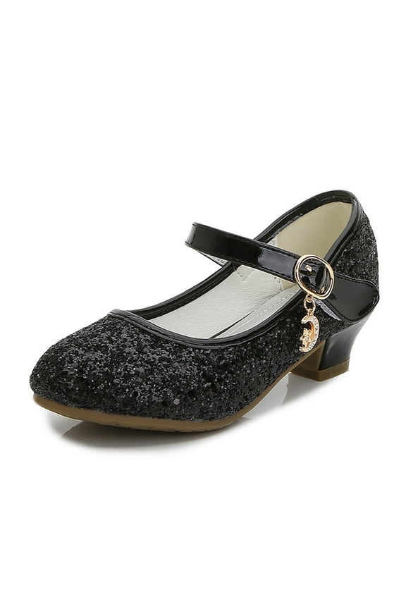Girls Dress Shoes Wedding Party Heels Mary Jane Pumps Glitter Princess Flower Shoes (Toddler/Little Kid/Big Kid) Gifts