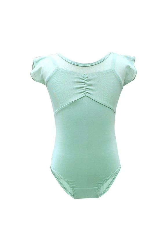 Girls Leotard for Ballet and Dance, Ruffle Sleeve Hollow Out Back Mesh Gymnastics Leotards Outfits (Toddler/Little/Big Kids)