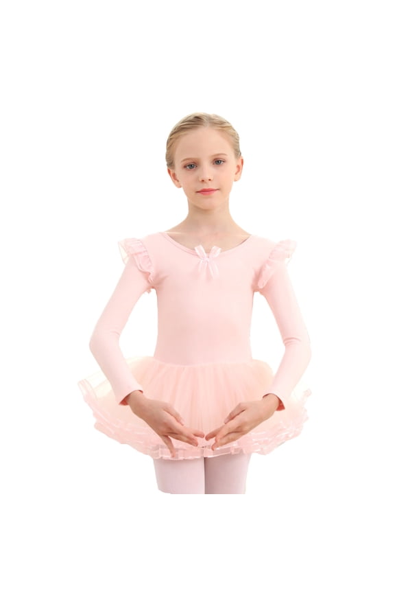 Girls Long Sleeve Ballet Leotards with Skirt Toddler Ballet Dance Dress Ballerina Outfits Dancewear Gymnastics Costume