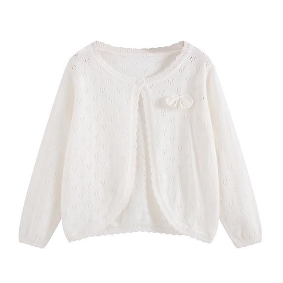 purcolt Girls' Long Sleeve Shrug Cardigan Kids Button Closure Open Front Knitted Cropped Sweaters Tops, 4-16 Years