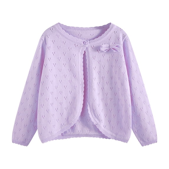 purcolt Girls' Long Sleeve Shrug Cardigan Kids Button Closure Open Front Knitted Cropped Sweaters Tops, 4-16 Years