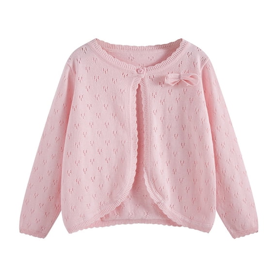 purcolt Girls' Long Sleeve Shrug Cardigan Kids Button Closure Open Front Knitted Cropped Sweaters Tops, 4-16 Years