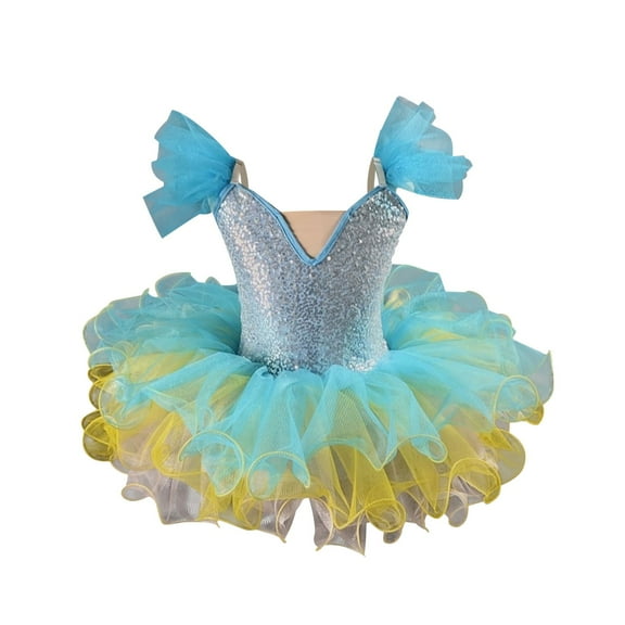 purcolt Girls Skirted Leotards Sparkly Sequins Dance Pancake Platter Princess Dress Toddler Gymnastics Leotards Ballerina Outfit Dance Costume