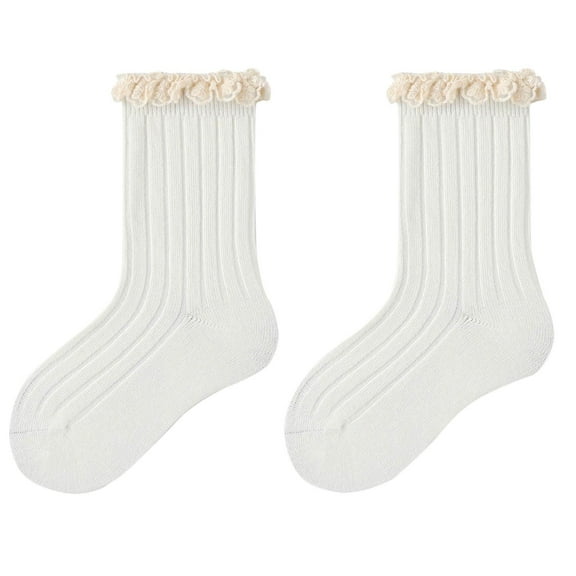 purcolt Girls Socks Kids Athletic Crew Dress Socks with Lace for Children 3-12 Years